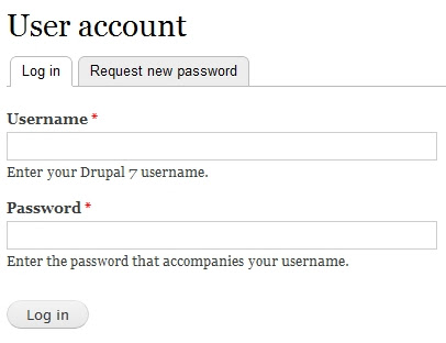 User login on User account page