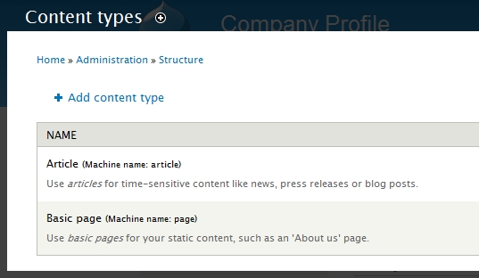 basic content types in drupal 7