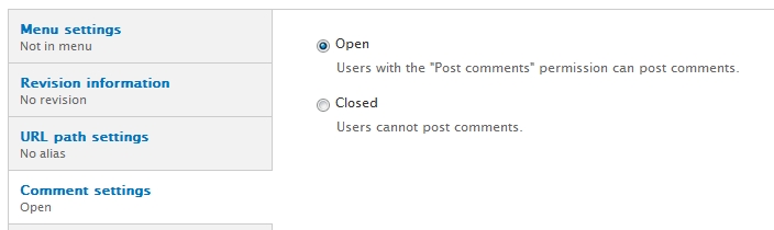 comment settings