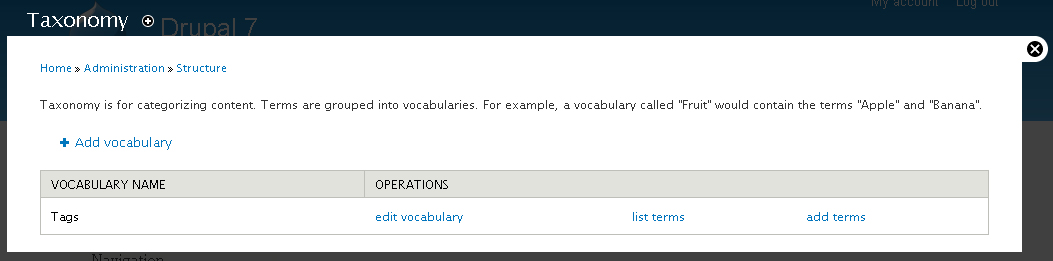 vocabulary in drupal 7